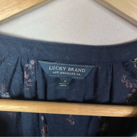 Lucky Brand Ditsy Peasant Navy Blue Floral Long Sleeve S - Picture 5 of 5